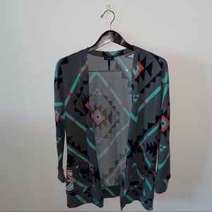 Nollie Geometric Print Button Cardigan